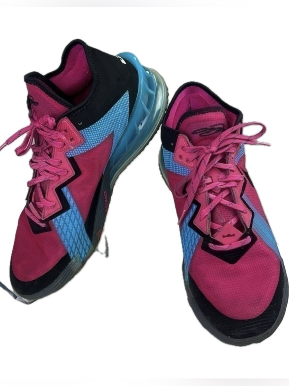 Nike LeBron 18 Low Fireberry Blue Fury Pure Platinum Black CV7562-600